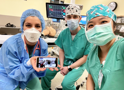 Dr. Forghany, Dr. McGuire and Dr. Chen in a UCD operating room