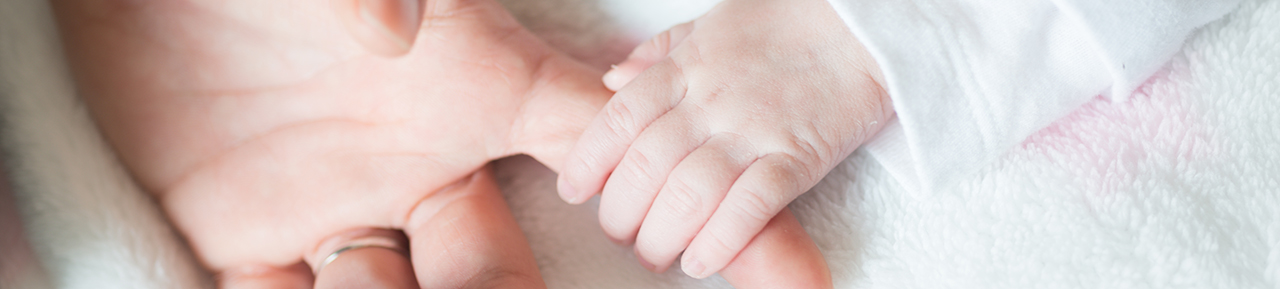 Baby holding parent's hand