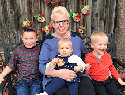 Barbara Mooney with her great-grandchildren