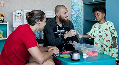 Sacramento Republic FC players visiting pediatric patients