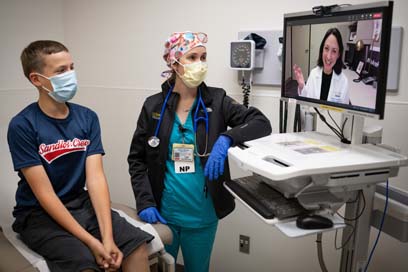 Nurse conducting telehealth visit. (c) UC Davis Regents. All rights reserved.