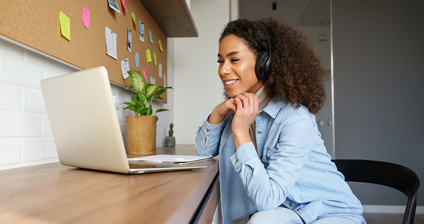 Girl sitting at her computer