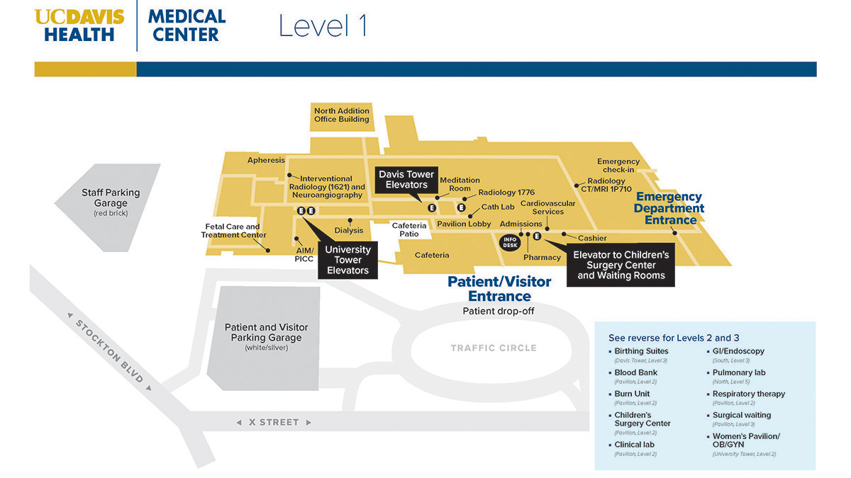 Map of level 1 in the medical center