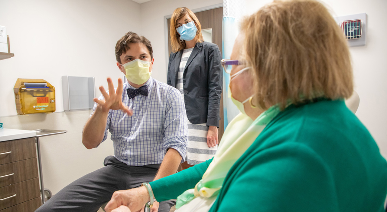 David Bissig and an older patient