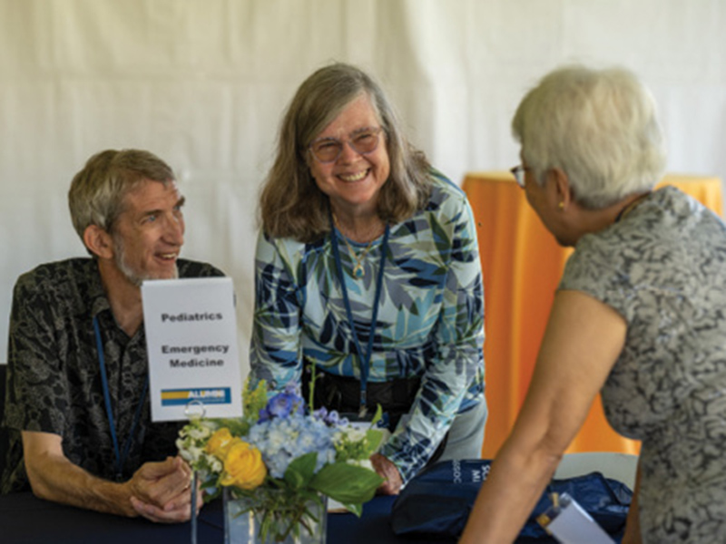 Carole Gerst (M.D. ’73, M.P.H.), Peggy Tun (M.D. ’73), and Phillip Herzog at the official kick-off and lunch with students.