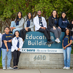 Medical students at the education builidng