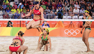 Kerri Walsh-Jennings and April Ross during beach vollyball match