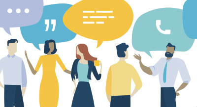 stock art illustration of talking people