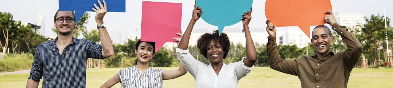 Group of people holding up comment bubbles. (C) Pixabay. All rights reserved.