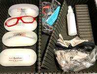 MR safe glasses are stored in a container