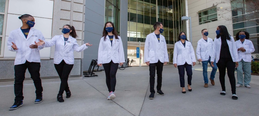 medical students walking