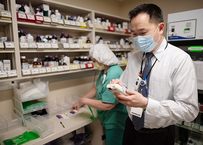 Pharmacy staff at work.