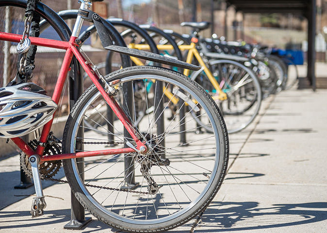 row of bikes in a rack