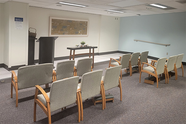 Interior of the interfaith room.