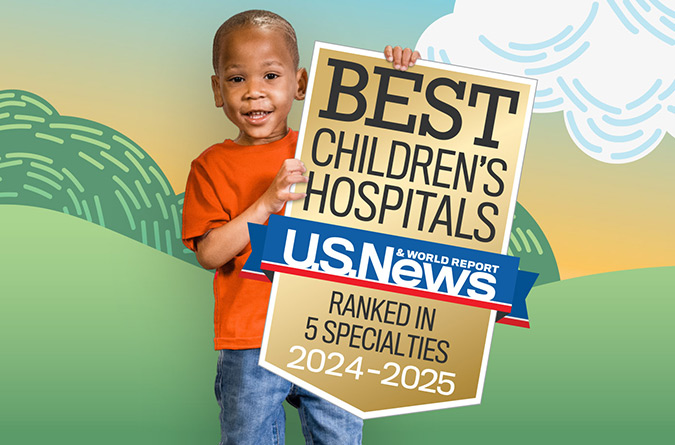 Best Children's Hospital badge and patient photo