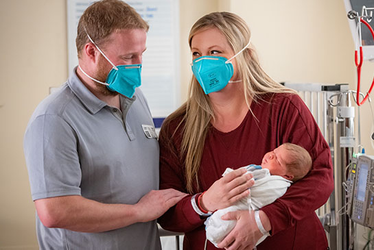 Jeff, Michelle and baby Tobi at UC Davis Children’s Hospital