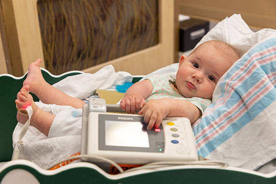 Baby in wagon at the hospital