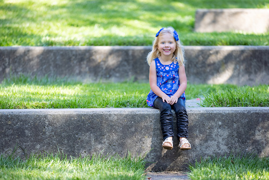 Harper sitting on steps