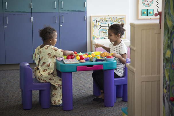 young patients playing with toys