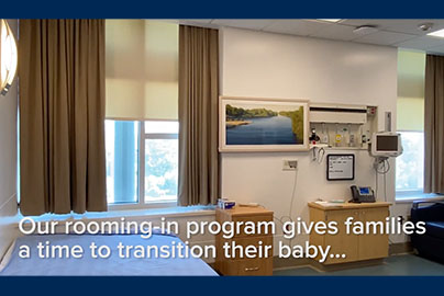 Showing the interior room for the Rooming In program at UC Davis Children's Hospital