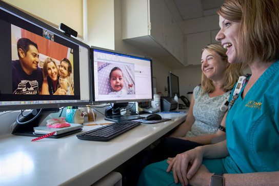 family staying in touch with patient