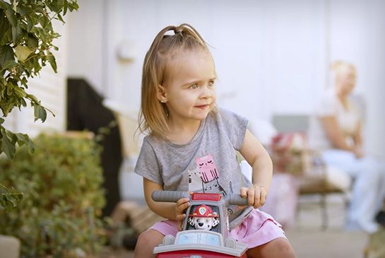 Savannah playing outside, a fetal care patient