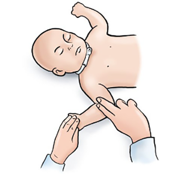 checking baby pulse in inside of upper arm