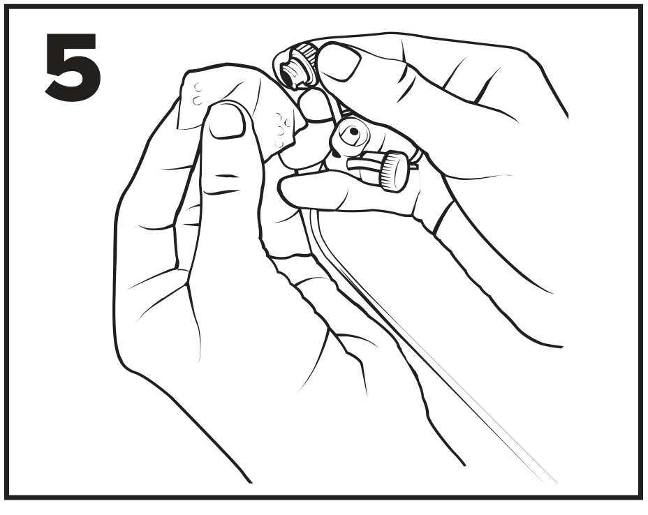 ENFit&reg; Cleaning Procedures step 5 is illustration of wiping feeding tube port