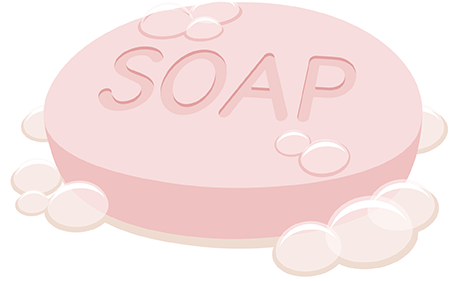 Illustration of soap with the words 