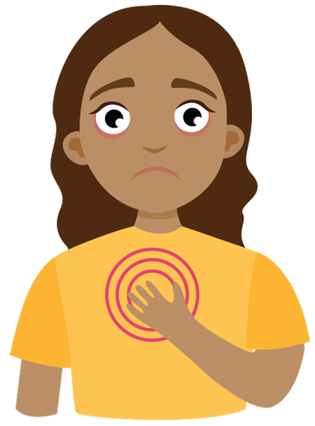 girl clutching chest