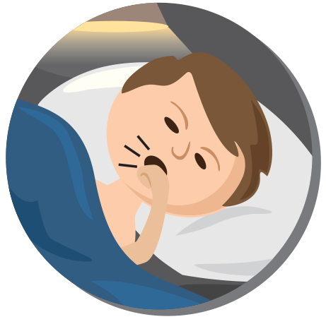 boy with asthma on the bed