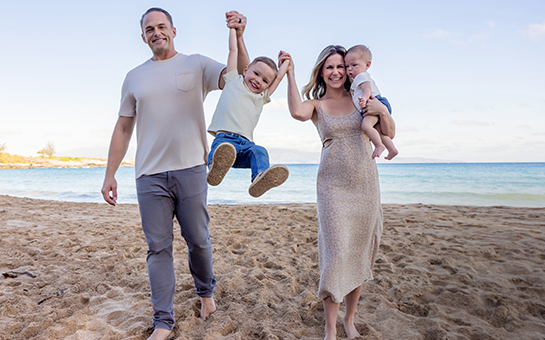 The Nunes family on the beach
