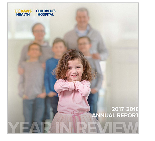 2017-2018 Report Cover: Pediatric patient with family in the background