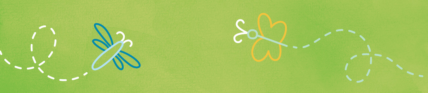 Green background with butterfly doddle