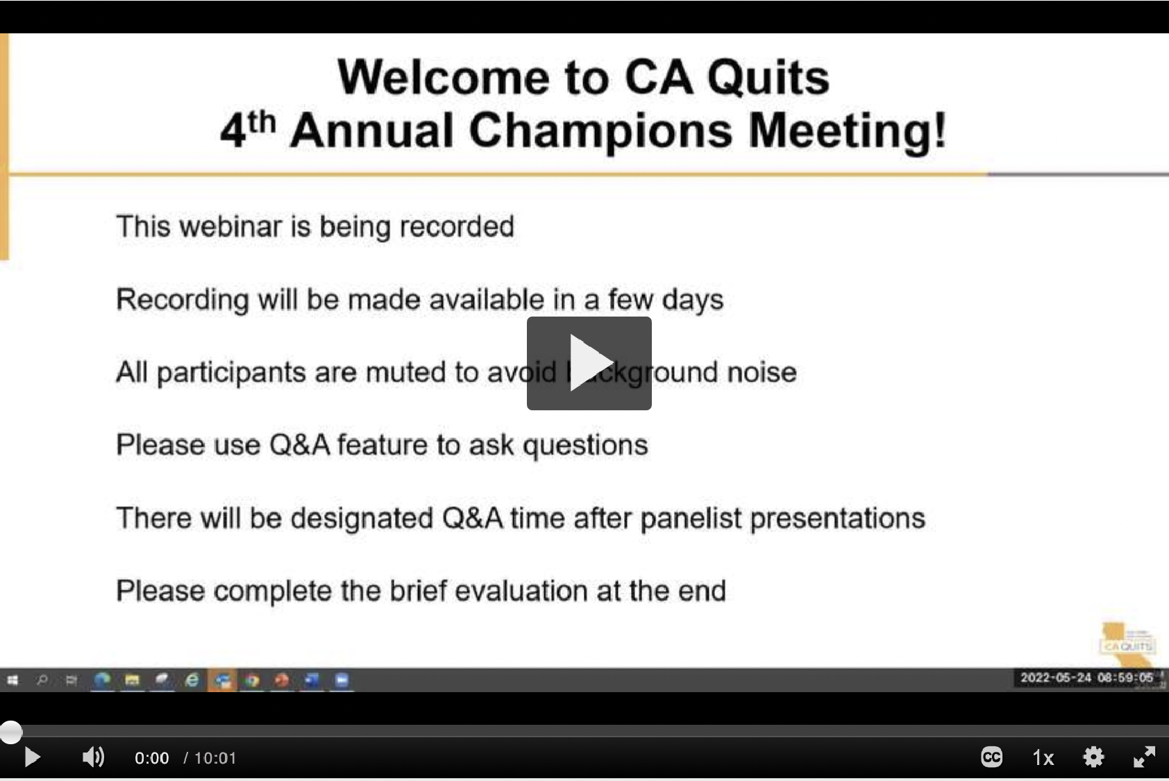 image of the first page of the meeting slide deck