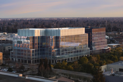 An aerial view of the Aggie Square complex in Sacramento.