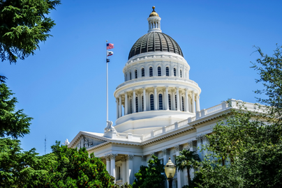 The dome of the California State Capitol Building in Sacramento, CA.