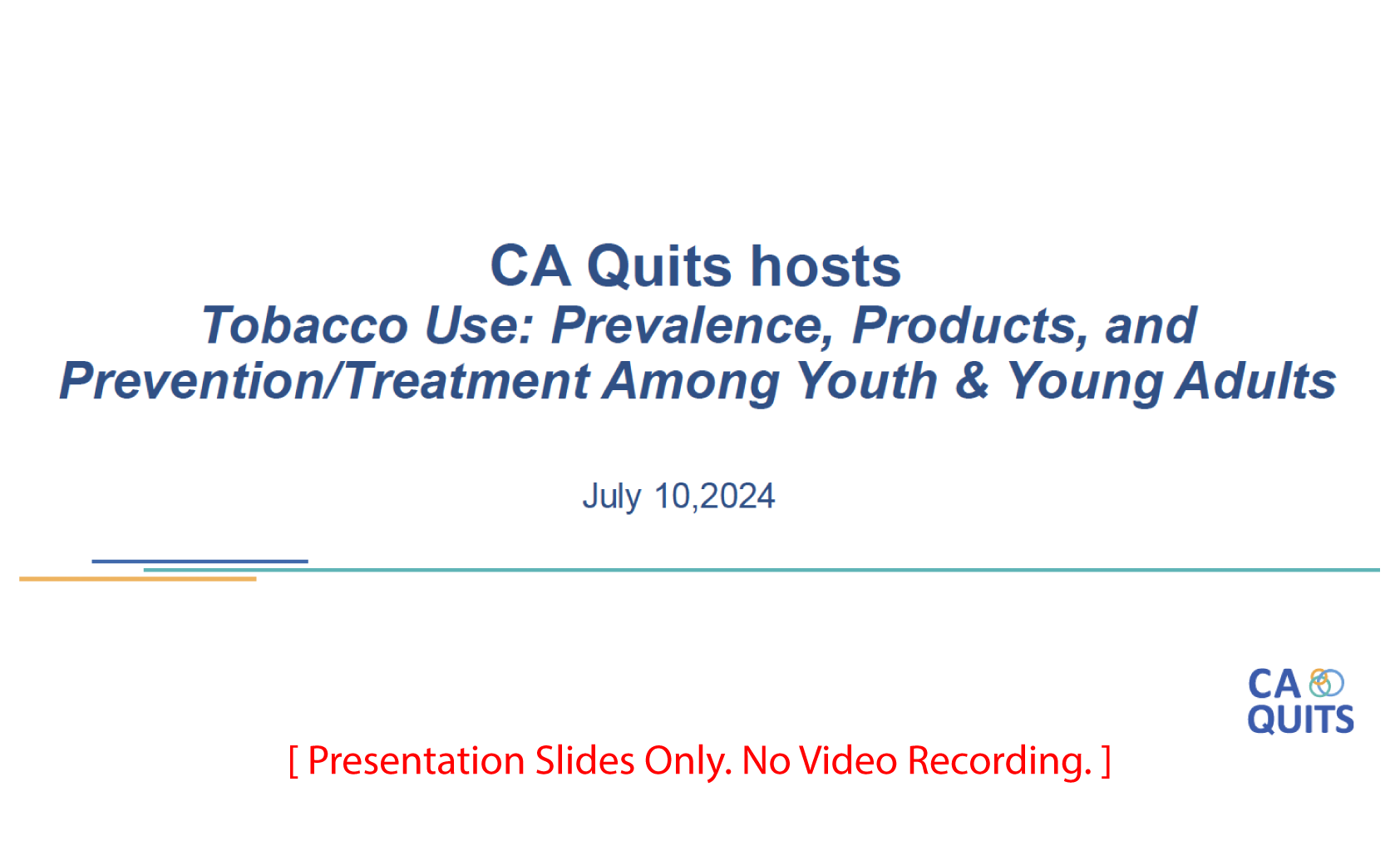 The first page of the webinar presentation slide 