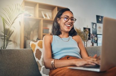 woman on laptop at home