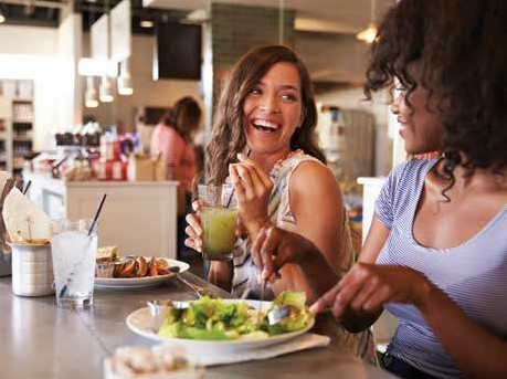 two women eating at restaurant