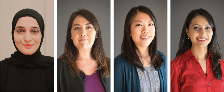 Photos of CA Quits team members Tasleem Chechi, Shannon Haggitt, Rebecca Hsieh, and Moreen Sharma.