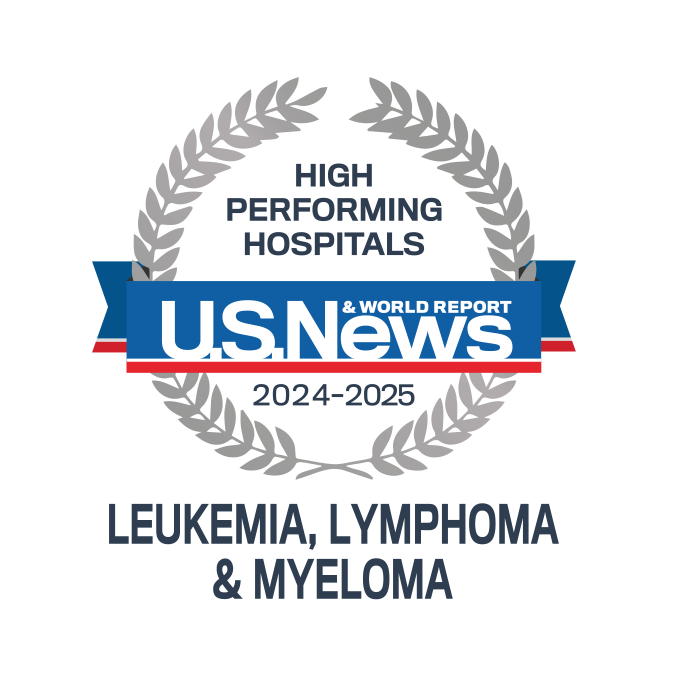 U.S. News badge: High performing in leukemia, lymphoma & myeloma treatment