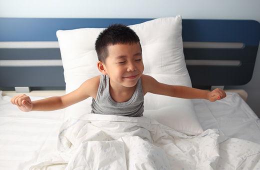 Child waking up feeling well-rested before neurospychological test.