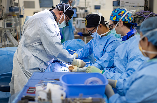 Surgeons performing pituitary tumor surgery.