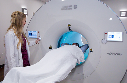 Patient getting a test before vascular neurosurgery.