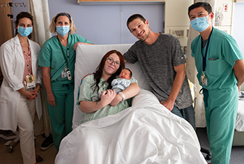 Véronique Taché, Debra Wright, Kayla Price, her fiancee Nicholas Boyes, baby Brandon and Jay Yeh.