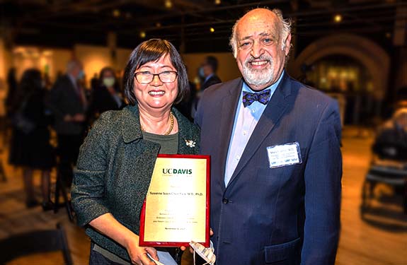 Susanna Soon-Chun Park, left, with Mark Mannis at the induction ceremony.