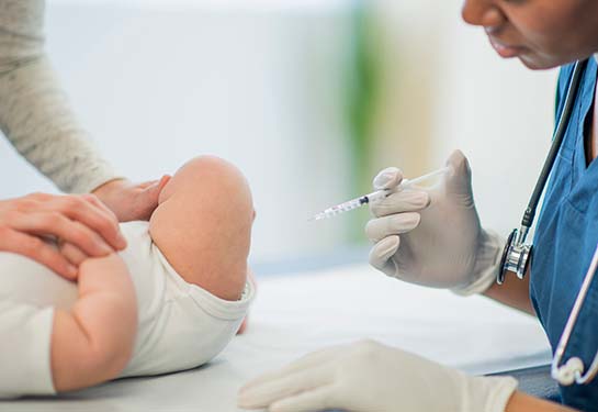 Baby getting vaccine 