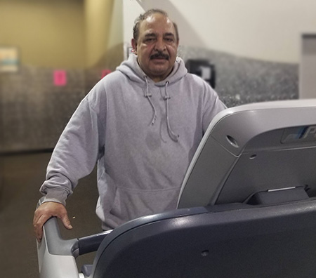 Man walking on treadmill