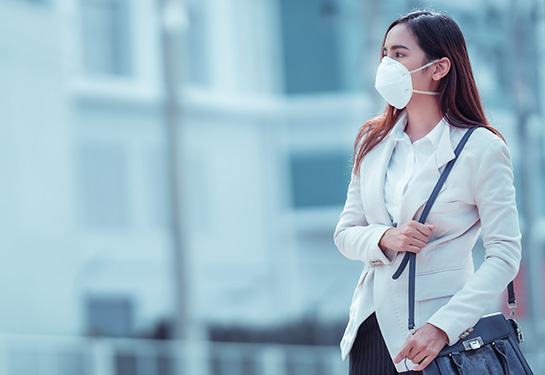 woman wearing a mask